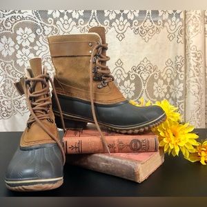 Sorel Women’s 8 fancy lace II boots duckboots waterproof warm brown winter